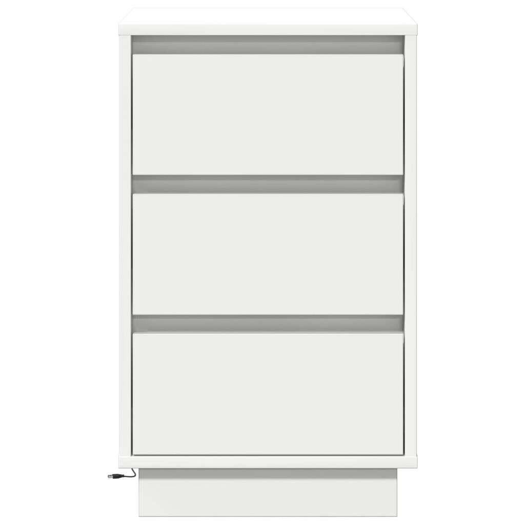 vidaXL κομοδίνο με LED Λευκό 39x34.5x65 εκ Επεξεργασμένο Ξύλο