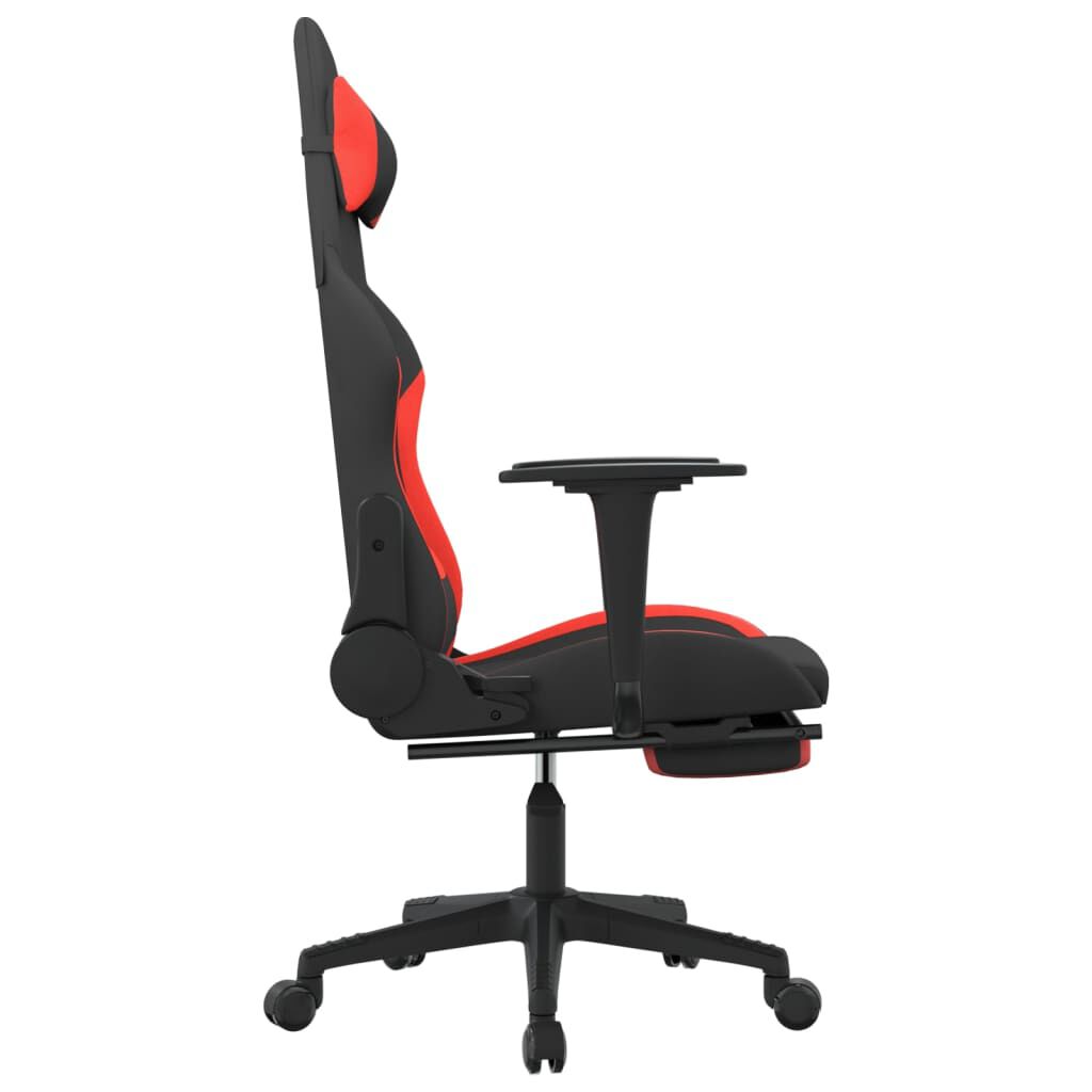 vidaXL Καρέκλα Μασάζ Gaming Μαύρο και Κόκκινη Ύφασμα με Υποπόδιο