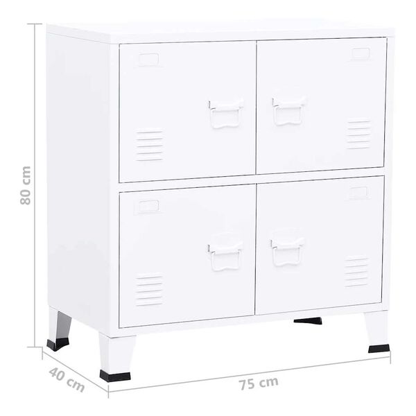 vidaXL Αρχειοθήκη Βιομηχανικού Στιλ Λευκή 75 x 40 x 80 εκ. Ατσάλινη
