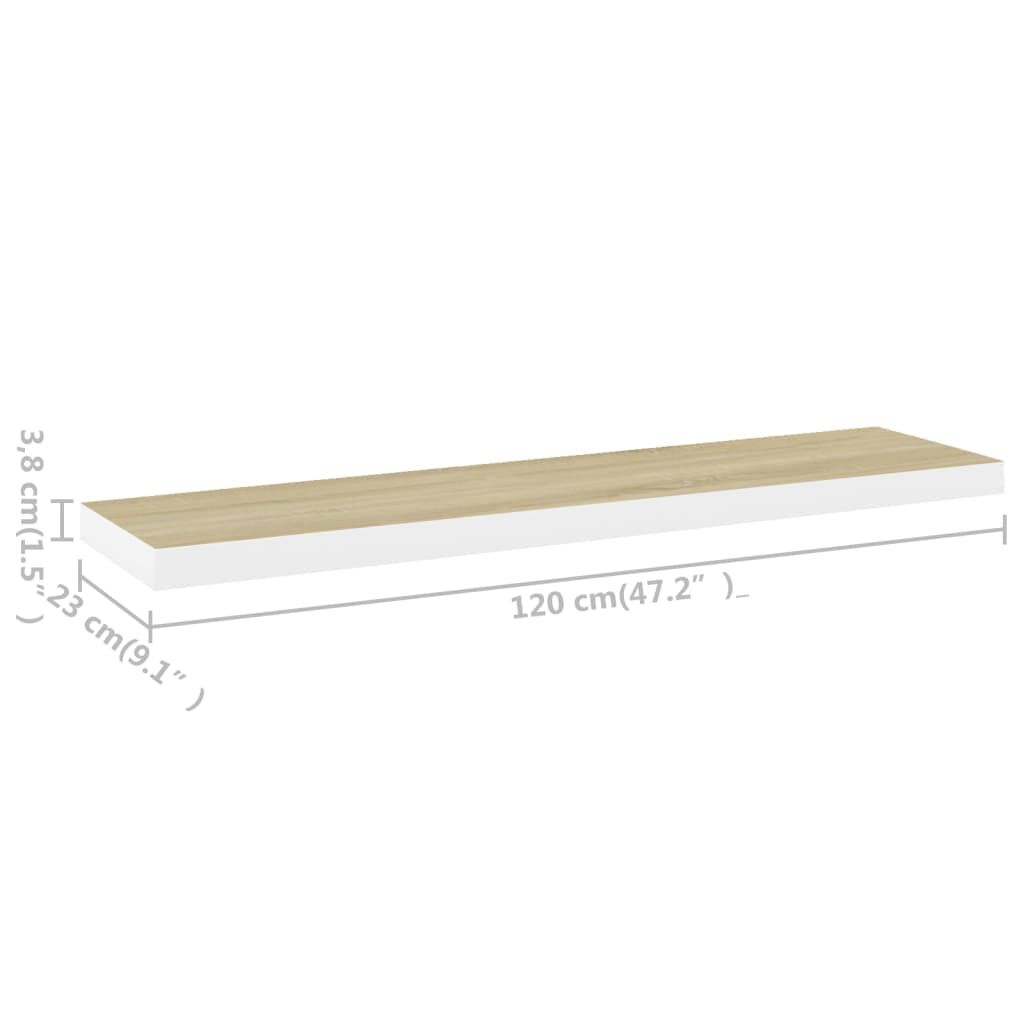 vidaXL Ράφια Τοίχου 2 τεμ. Δρυς/Λευκό 120x23,5x3,8 εκ. MDF