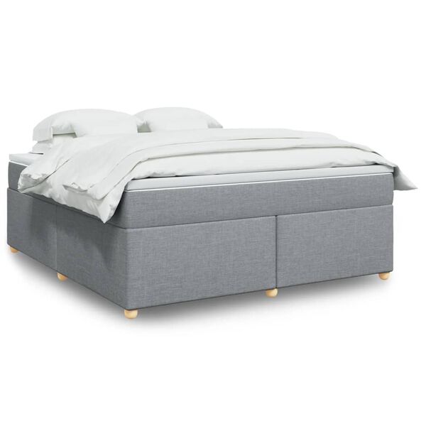 vidaXL Κρεβάτι Boxspring με Στρώμα Ανοιχτό Γκρι 180x200 εκ. Υφασμάτινο