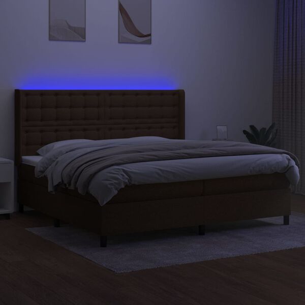 vidaXL &Kappa;&rho;&epsilon;&beta;ά&tau;&iota; Boxspring &mu;&epsilon; &Sigma;&tau;&rho;ώ&mu;&alpha; & LED &Sigma;&kappa;.&Kappa;&alpha;&phi;έ 200x200&epsilon;&kappa;. &Upsilon;&phi;&alpha;&sigma;&mu;ά&tau;&iota;&nu;&omicron;