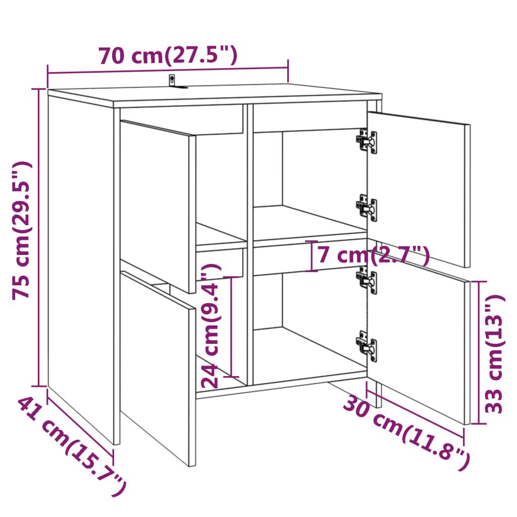 vidaXL Ντουλάπια 2 τεμ. Καφέ Δρυς 70 x 41 x 75 εκ. από Επεξ. Ξύλο