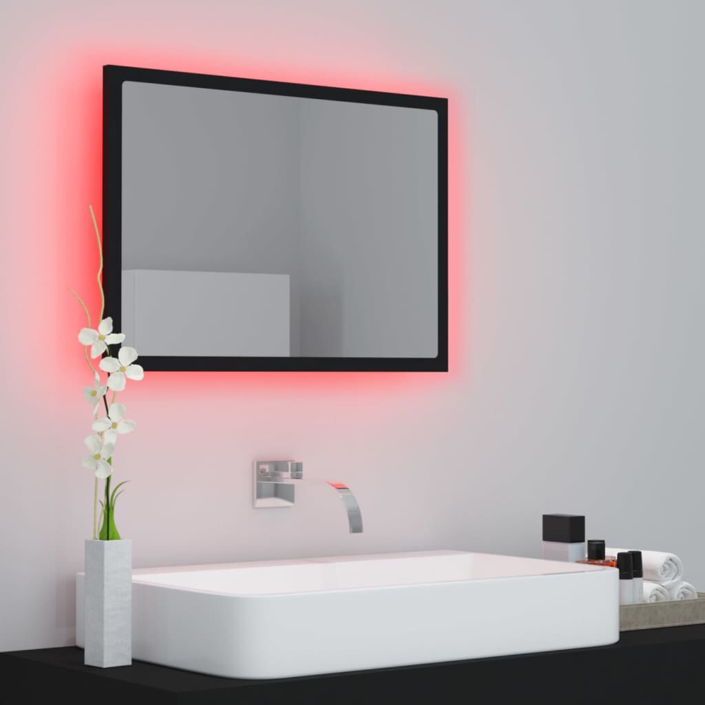vidaXL Καθρέφτης Μπάνιου με LED Μαύρος 60x8,5x37 εκ. Ακρυλικός