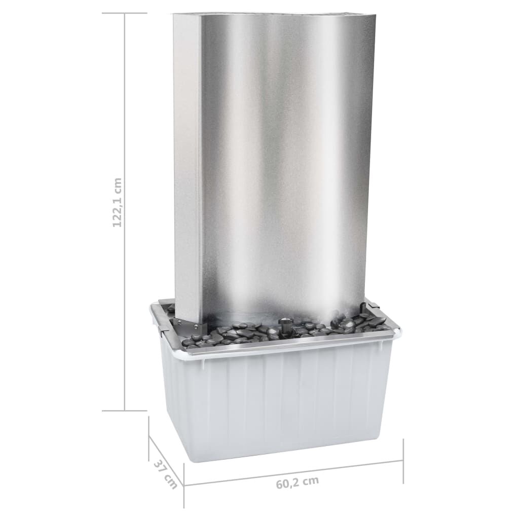 vidaXL Σιντριβάνι Κήπου Ασημί 60,2x37x122,1 εκ. από Ανοξείδωτο Ατσάλι
