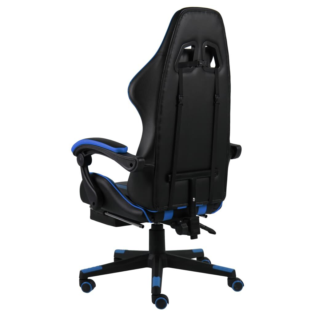 vidaXL Καρέκλα Racing με Υποπόδιο Μαύρο / Μπλε από Συνθετικό Δέρμα