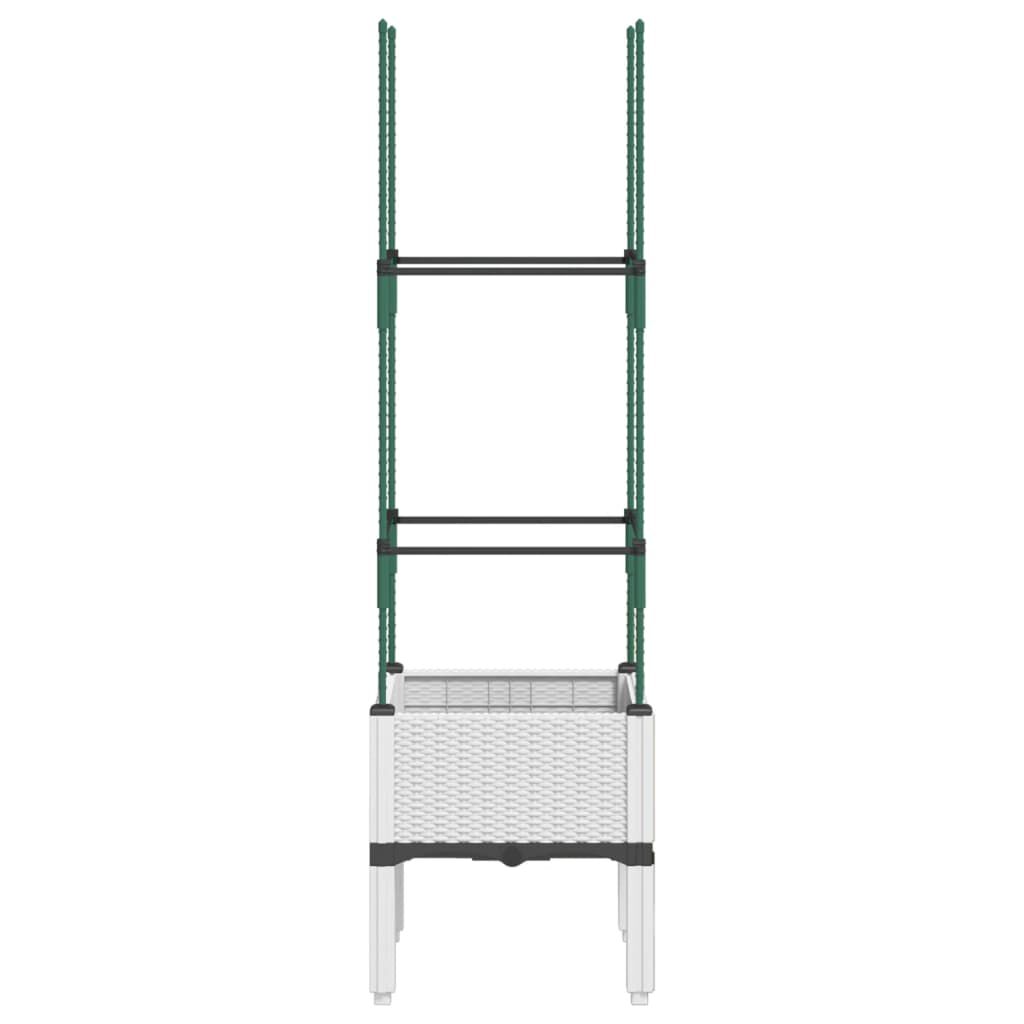 vidaXL Ζαρντινιέρα Κήπου με Καφασωτό Λευκή 40x40x142,5 εκ. από PP
