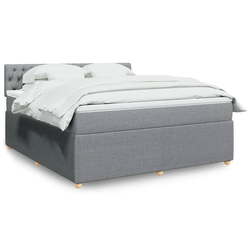 vidaXL Κρεβάτι Boxspring με Στρώμα Ανοιχτό Γκρι 180x200 εκ. Υφασμάτινο
