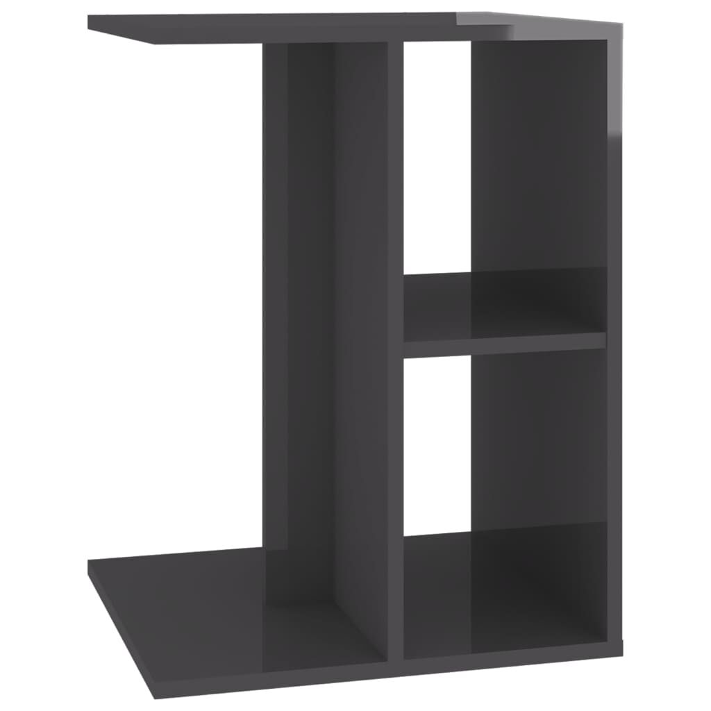 vidaXL Τραπέζι Βοηθητικό Γυαλιστερό Γκρι 60 x 40 x 45 εκ. Επεξ. Ξύλο