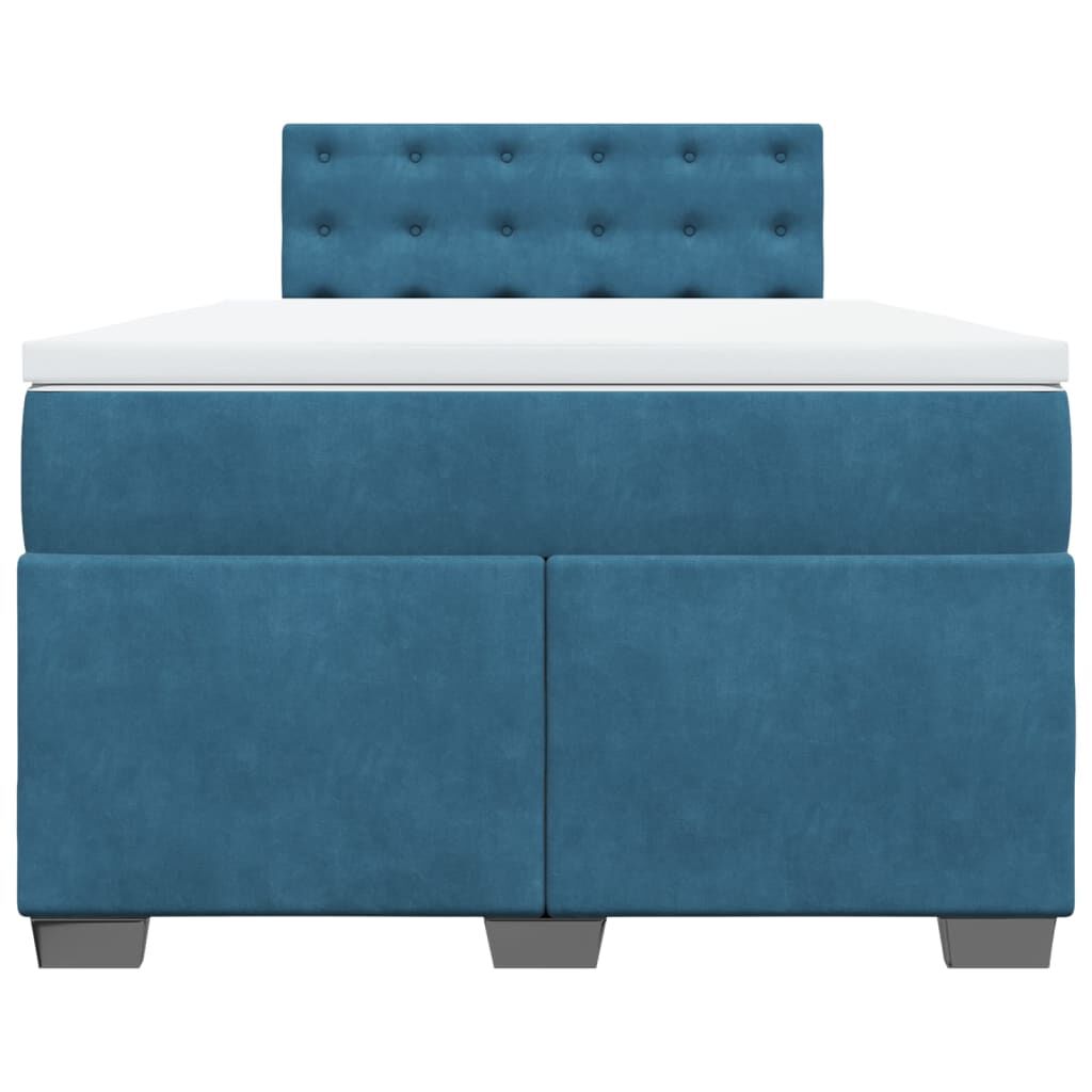 vidaXL Κρεβάτι Boxspring με Στρώμα Σκούρο Μπλε 120x200 εκ. Βελούδινο