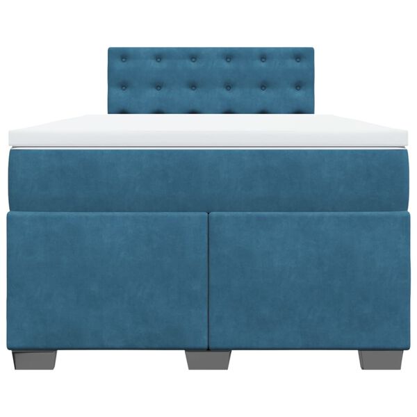 vidaXL Κρεβάτι Boxspring με Στρώμα Σκούρο Μπλε 120x200 εκ. Βελούδινο