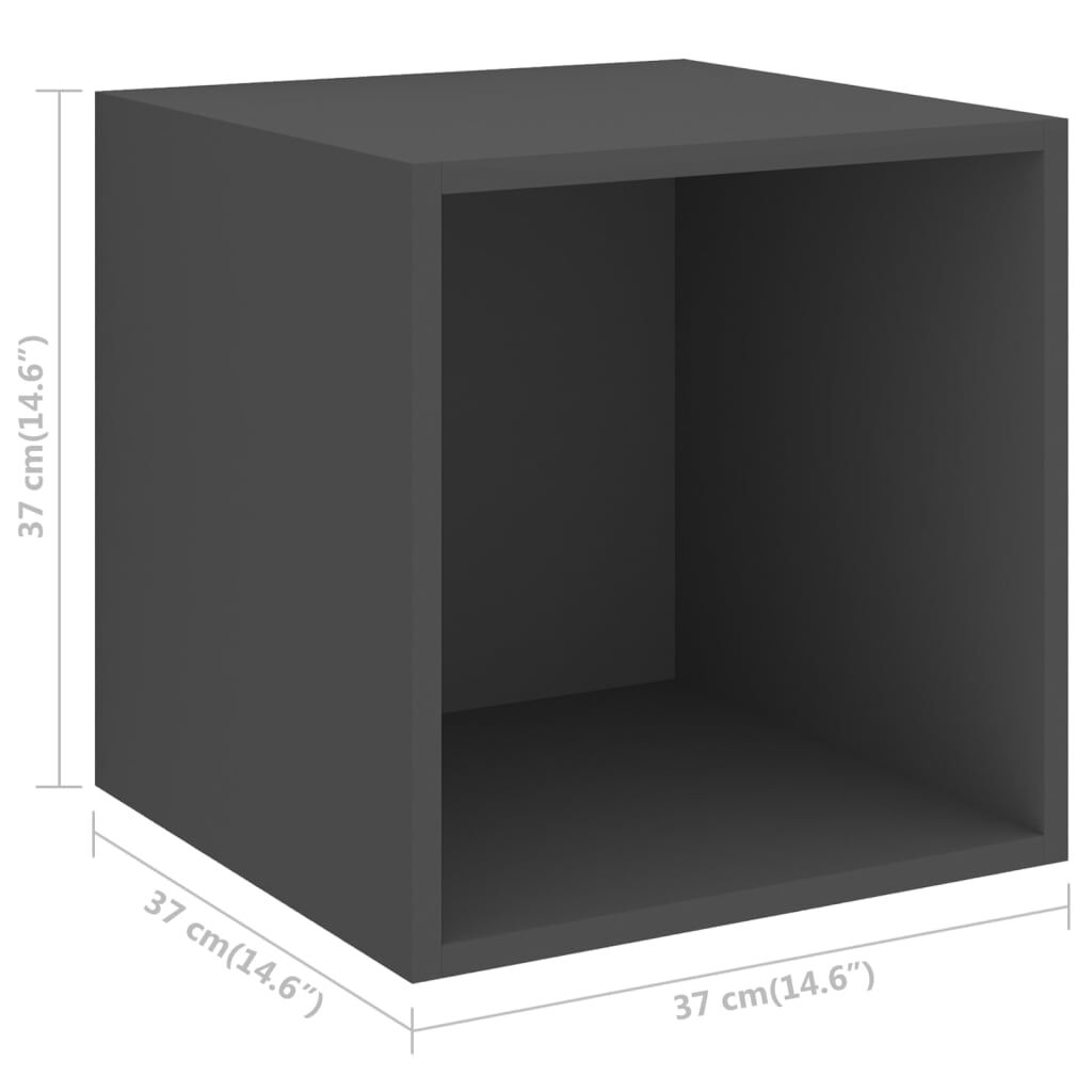 vidaXL Ντουλάπια Τοίχου 2 τεμ. Γκρι 37 x 37 x 37 εκ. από Επεξ. Ξύλο