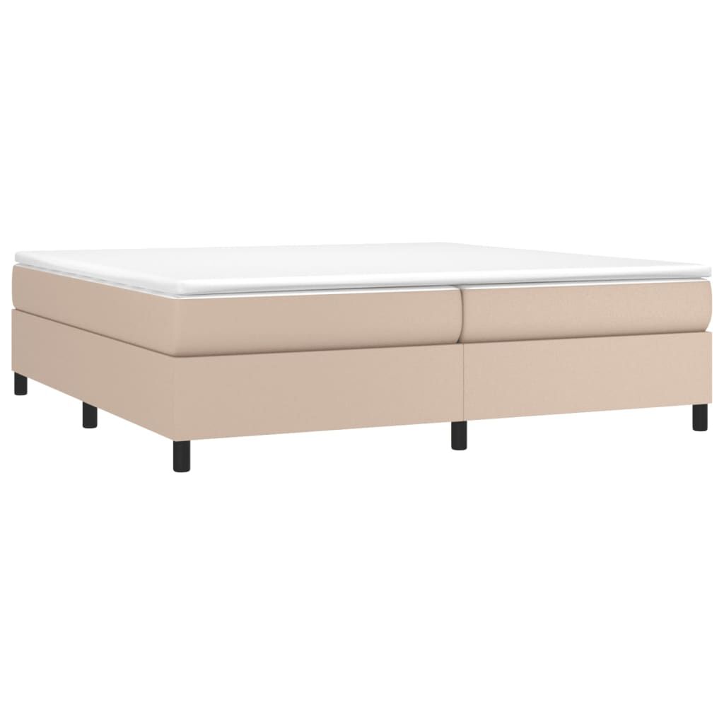 vidaXL Κρεβάτι Boxspring με Στρώμα Καπουτσίνο 200x200εκ.από Συνθ.Δέρμα