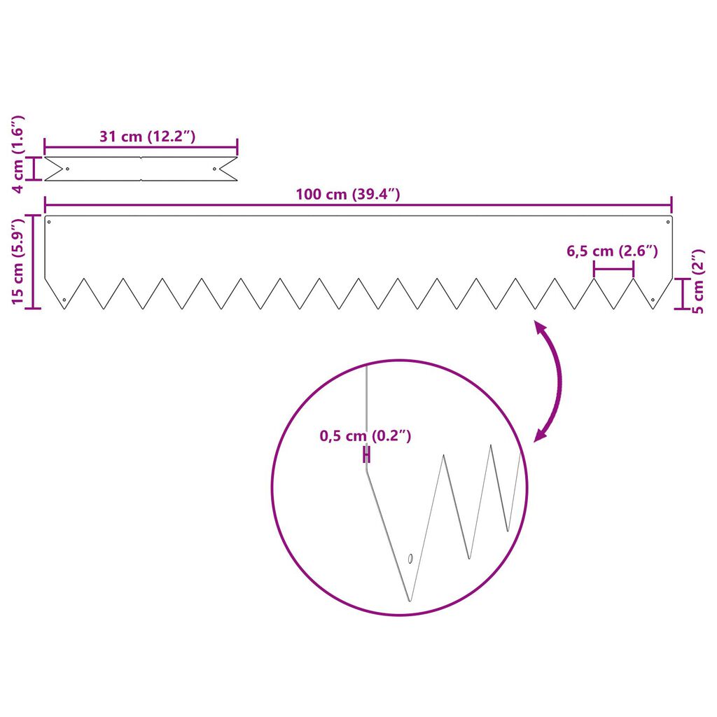 vidaXL Περίφραξη Γκαζόν 30 τεμ Ανθρακί 100x0.5x15 εκ
