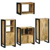 vidaXL Σετ Επίπλων Μπάνιου Επιτοίχιο 4 pcs Καφέ Στερεό ξύλο μάνγκο