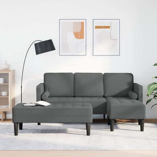 vidaXL Σετ Καναπέ 2 pcs Σκούρο γκρι 173 x 131 x 67 εκ ύφασμα