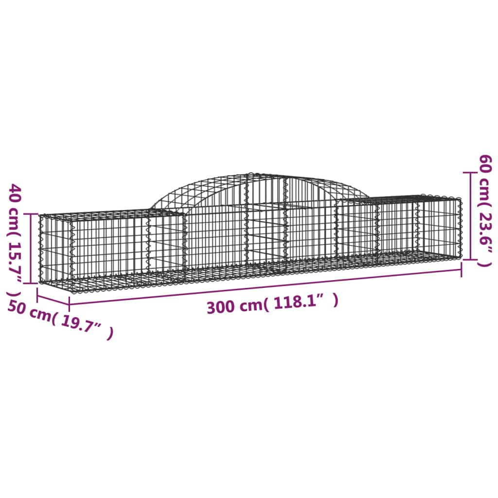 vidaXL Συρματοκιβώτια Τοξωτά 3 τεμ. 300x50x40/60 εκ. Γαλβαν. Ατσάλι