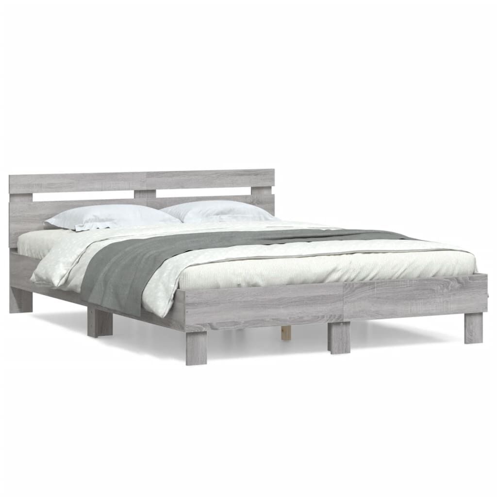 vidaXL Πλαίσιο Κρεβατιού με Κεφαλάρι Γκρι Sonoma 150x200εκ. Επεξ. Ξύλο