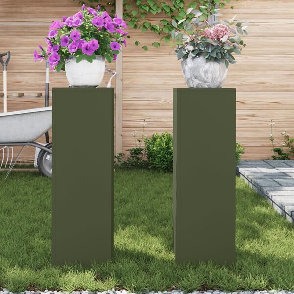 vidaXL Στήριξη φυτών 2 pcs Λαδί 24 x 24 x 75 εκ. Ατσάλι