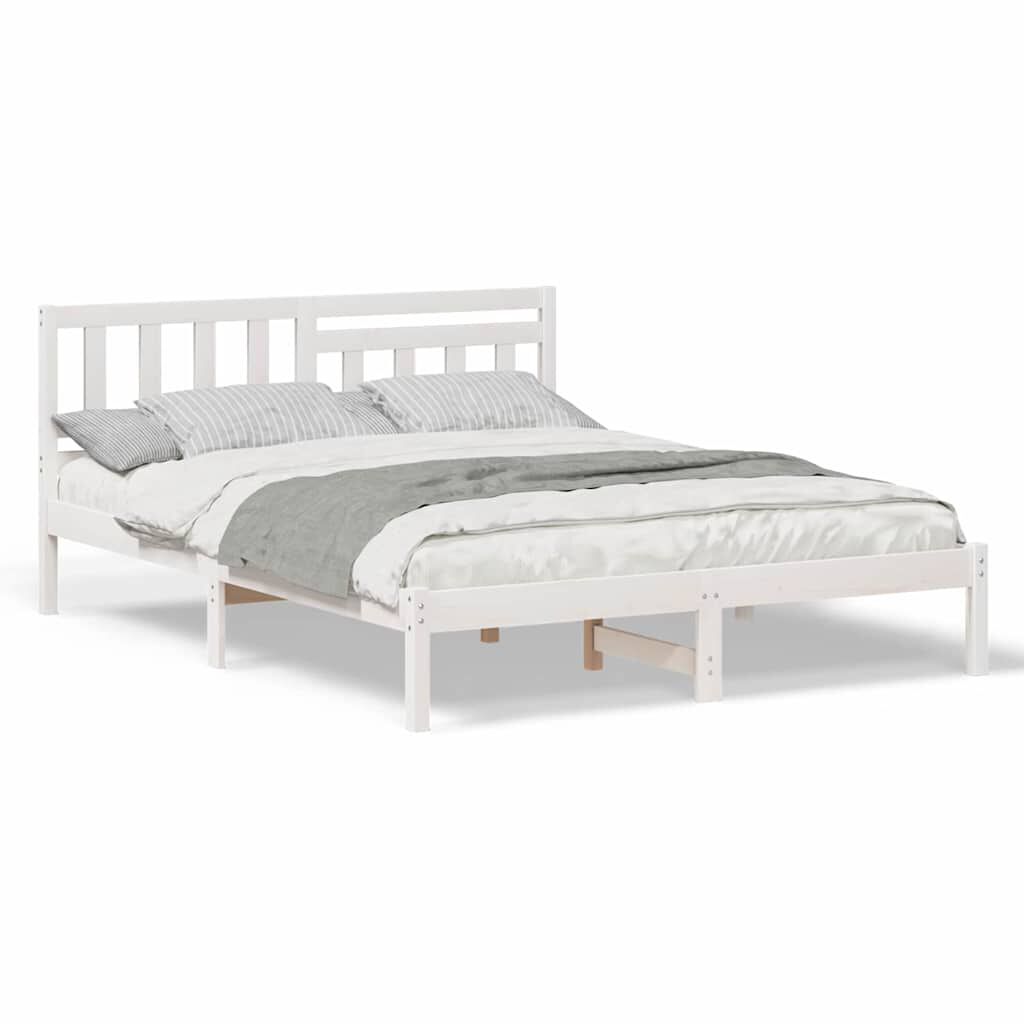 vidaXL Σκελετός Κρεβατιού Λευκό 160 x 200 cm Μασίφ ξύλο πεύκου