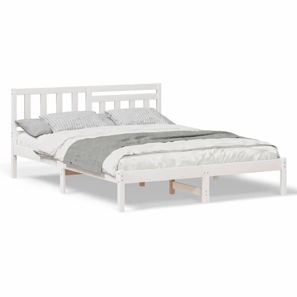 vidaXL Σκελετός Κρεβατιού Λευκό 160 x 200 cm Μασίφ ξύλο πεύκου