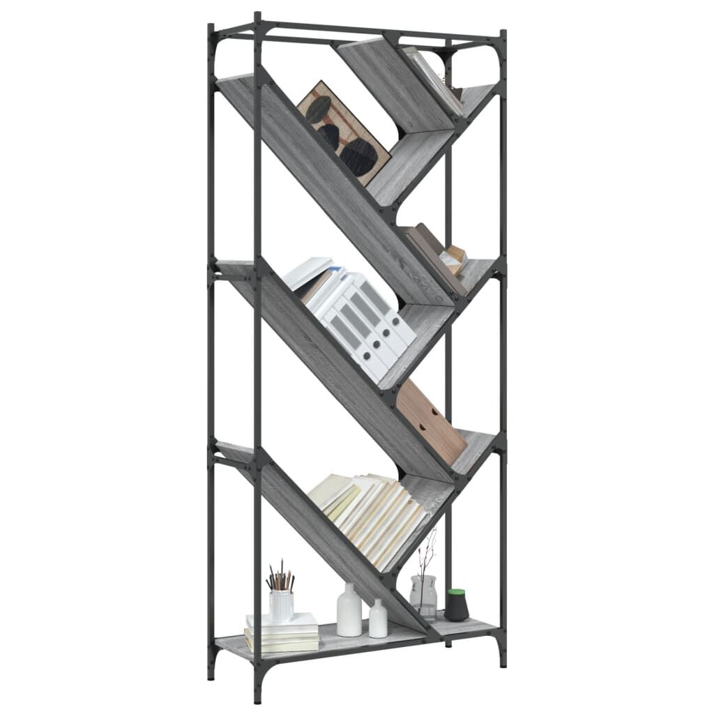 vidaXL Βιβλιοθήκη Γκρι Sonoma 79x30x180 εκ. Επεξεργ. Ξύλο & Μέταλλο