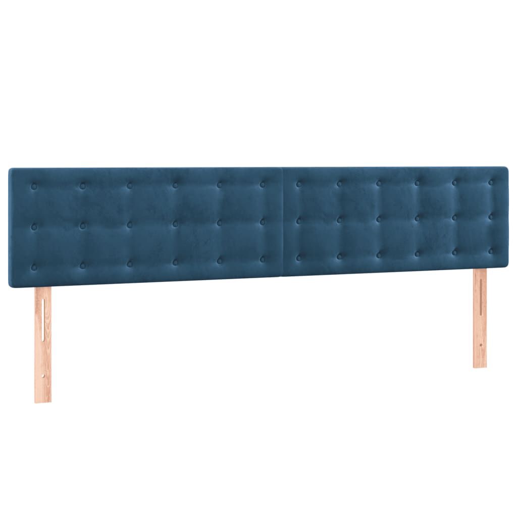 vidaXL Κρεβάτι Boxspring με Στρώμα & LED Σκ. Μπλε 160x200εκ. Βελούδινο