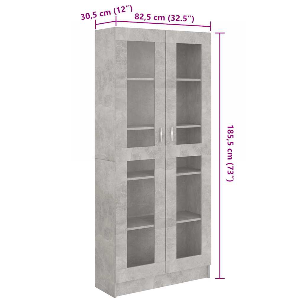 vidaXL Βιτρίνα Γκρι του Σκυροδέματος 82,5x30,5x185,5 εκ. Επεξ. Ξύλο