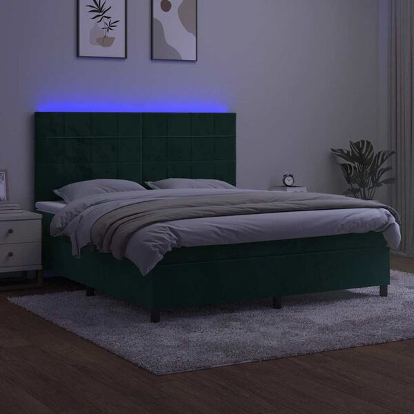 vidaXL &Kappa;&rho;&epsilon;&beta;ά&tau;&iota; Boxspring &mu;&epsilon; &Sigma;&tau;&rho;ώ&mu;&alpha; & LED &Sigma;&kappa;. &Pi;&rho;ά&sigma;&iota;&nu;&omicron; 160x200&epsilon;&kappa; &Beta;&epsilon;&lambda;&omicron;ύ&delta;&omicron;