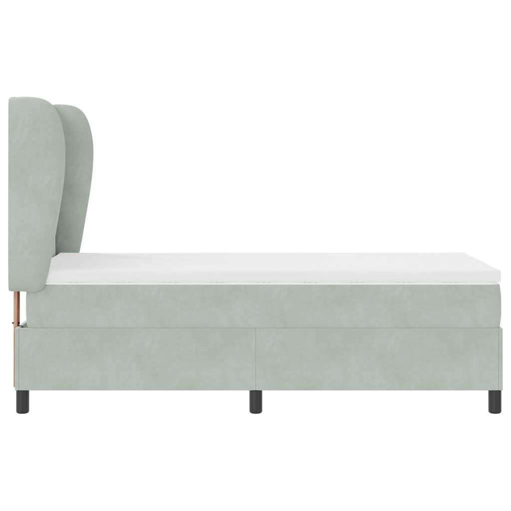 Κρεβάτι Box Spring με Στρώμα vidaXL Λαμπερό Γκρι 90x200 cm Βελούδο