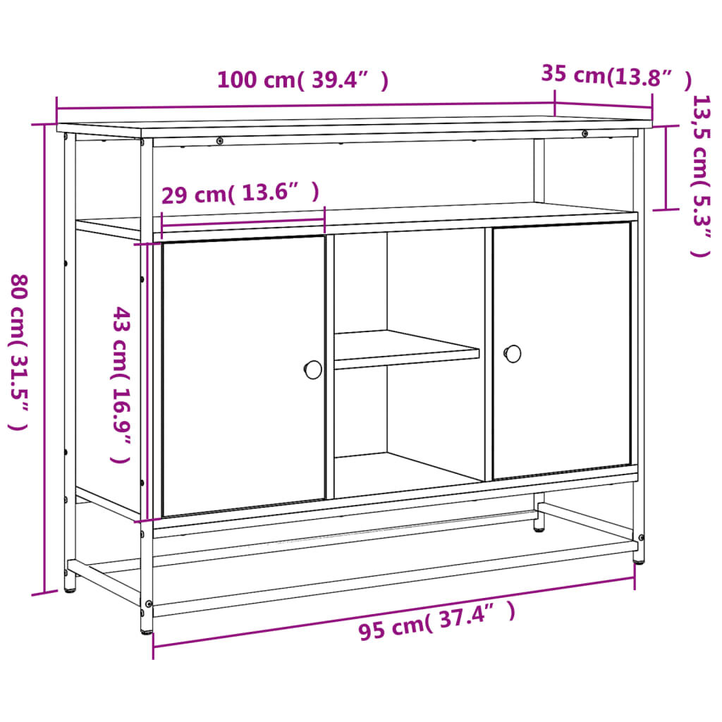 vidaXL Ντουλάπι Καπνιστή Δρυς 100x35x80 εκ. από Επεξεργασμένο Ξύλο