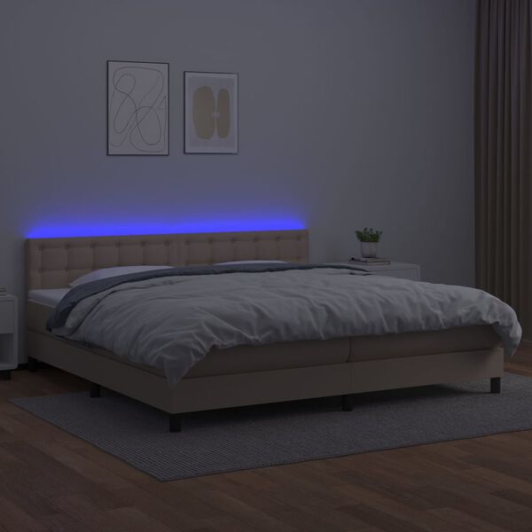 vidaXL &Kappa;&rho;&epsilon;&beta;ά&tau;&iota; Boxspring &Sigma;&tau;&rho;ώ&mu;&alpha;&LED &Kappa;&alpha;&pi;&omicron;&upsilon;&tau;&sigma;ί&nu;&omicron; 200x200 &epsilon;&kappa;. &Sigma;&upsilon;&nu;&theta;. &Delta;έ&rho;&mu;&alpha;