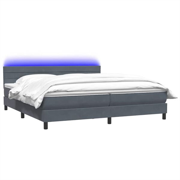 vidaXL &Kappa;&rho;&epsilon;&beta;ά&tau;&iota; Boxspring &mu;&epsilon; &Sigma;&tau;&rho;ώ&mu;&alpha; & LED &Sigma;&kappa;&omicron;ύ&rho;&omicron; &Gamma;&kappa;&rho;&iota; 200x210 &epsilon;&kappa;. &Beta;&epsilon;&lambda;&omicron;ύ&delta;&iota;&nu;&omicron;