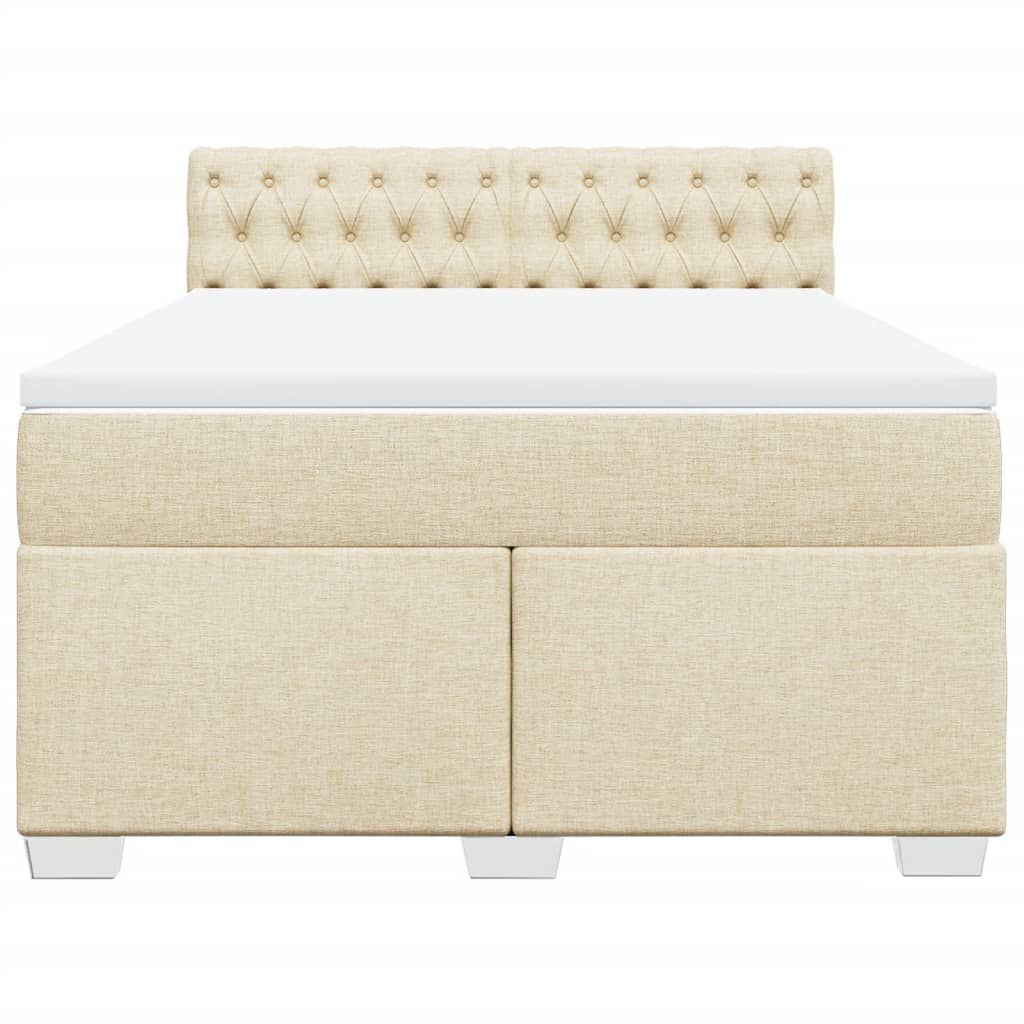 vidaXL Κρεβάτι Boxspring με Στρώμα Κρεμ 140x190 εκ. Υφασμάτινο