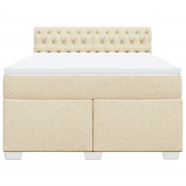 vidaXL Κρεβάτι Boxspring με Στρώμα Κρεμ 140x190 εκ. Υφασμάτινο