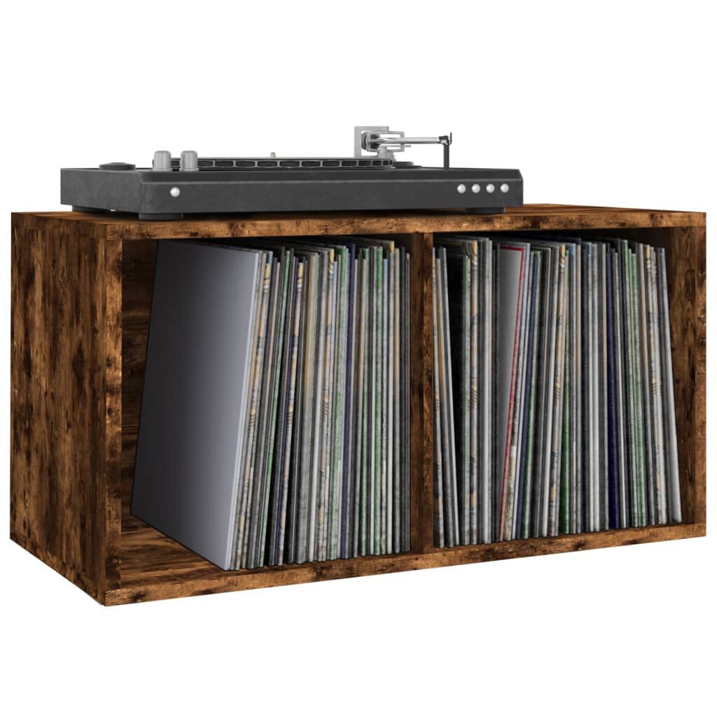 vidaXL Έπιπλο Δίσκων Βινυλίου Καπνιστή Δρυς 71x34x36 εκ. Επεξεργ. Ξύλο