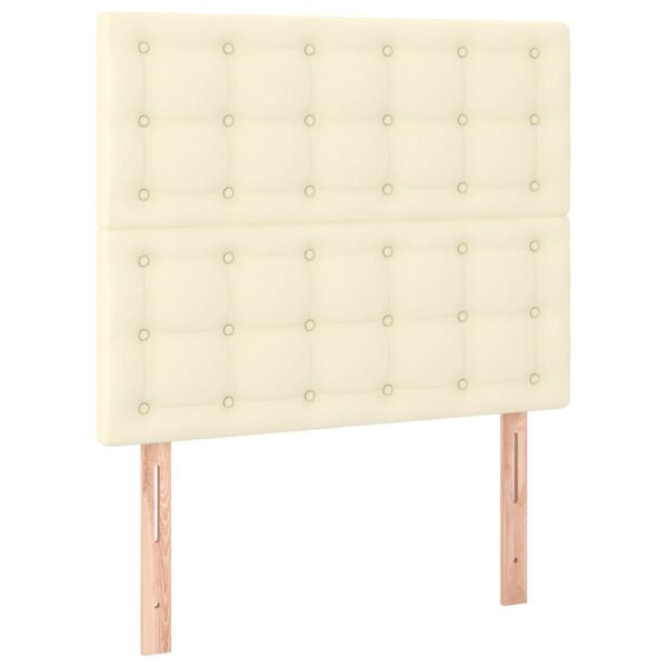 vidaXL Κρεβάτι Boxspring με Στρώμα Κρεμ 90x200 εκ. από Συνθετικό Δέρμα