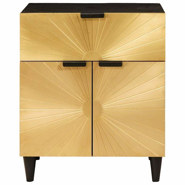 vidaXL Κομοδίνο Μαύρο και Χρυσό 50 x 33 x 60 εκ Μασίφ ξύλο μάνγκο