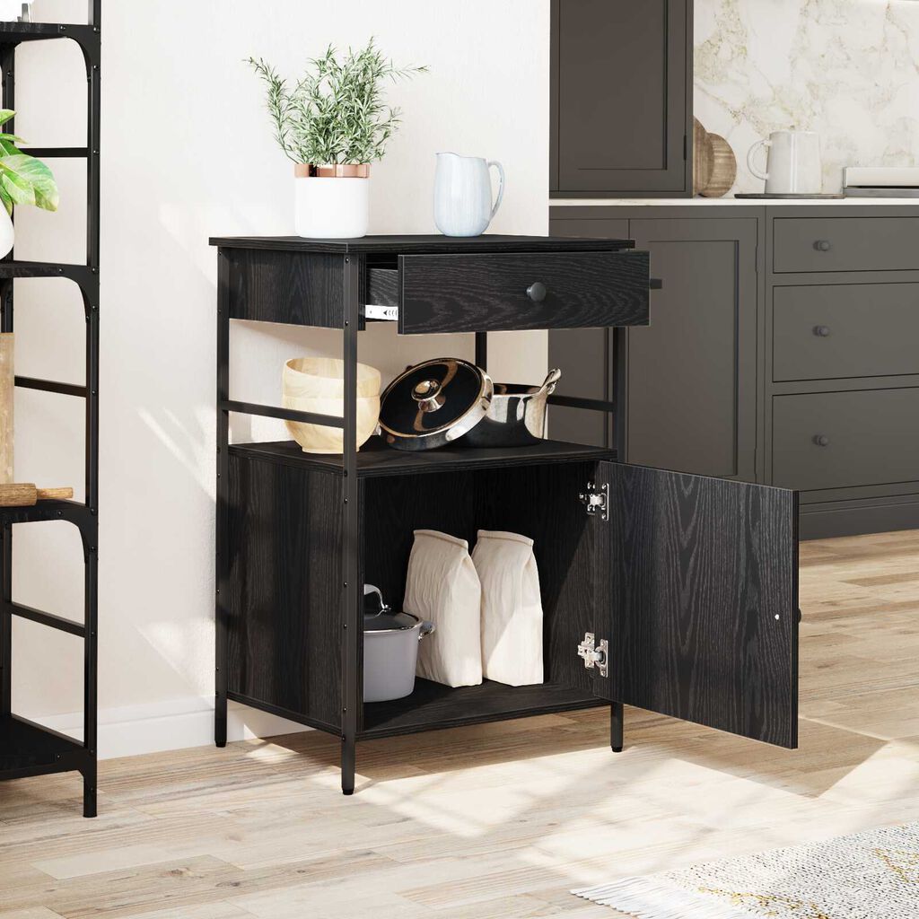 vidaXL Καλάθι Κουζίνας Μαύρης Δρυός 56x43x89.5 εκ. Κατασκευασμένο Ξύλο