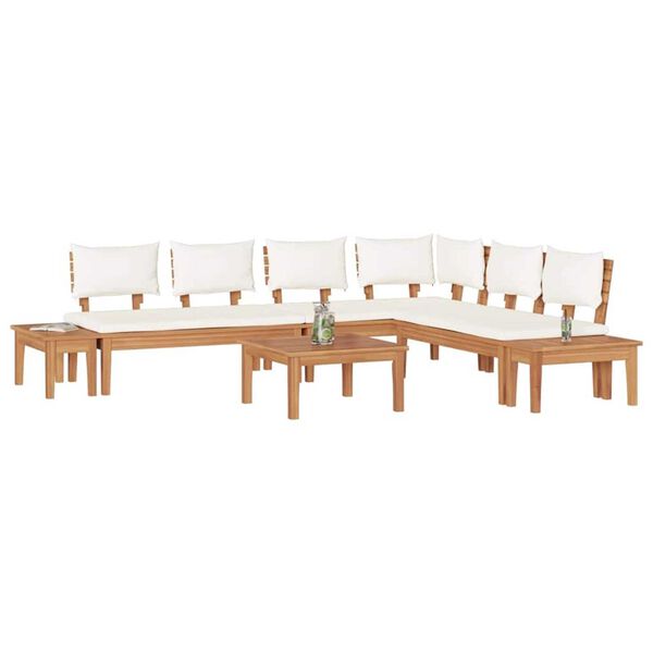 vidaXL Σετ Παγκάκι Κήπου 4 pcs Καφέ, Κρέμα Πολυ rattan, βαμμένο ατσάλι