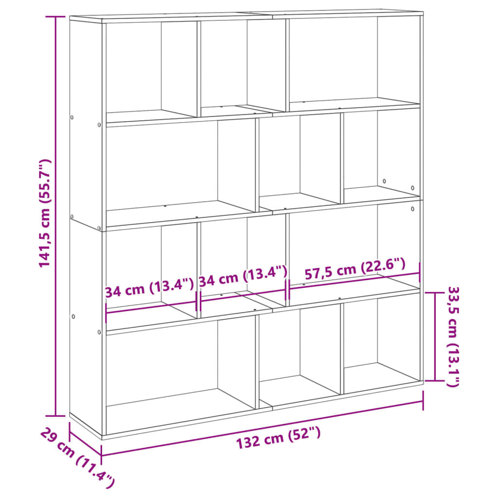 vidaXL Βιβλιοθήκη Μαύρο 132x29x141,5 εκ. από Επεξεργασμένο Ξύλο