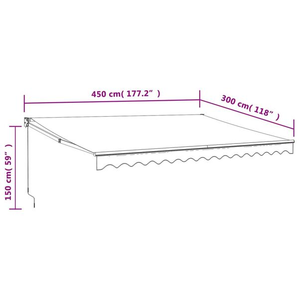 vidaXL Τέντα Πτυσσόμενη Κίτρινη/Λευκή 4,5 x 3 μ. Ύφασμα και Αλουμίνιο