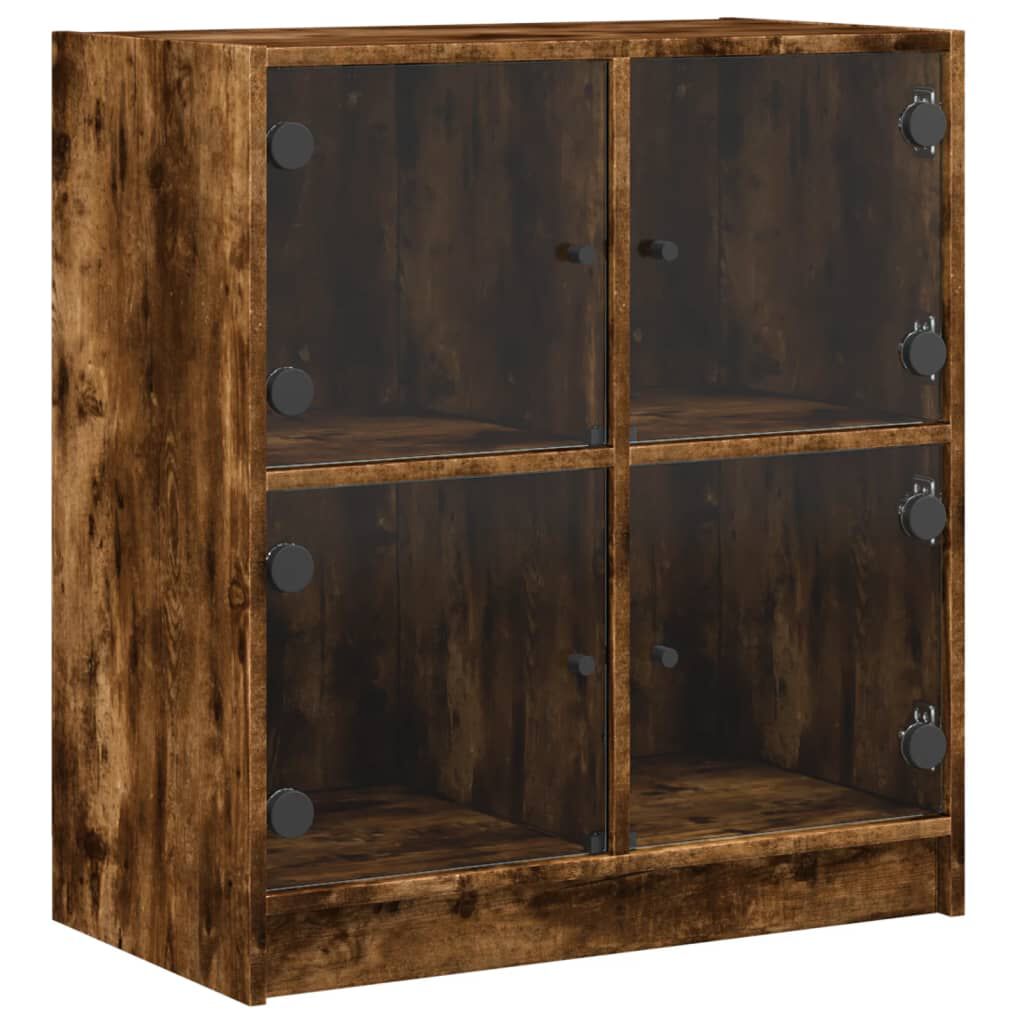 vidaXL Βοηθητικό Ντουλάπι Καπνιστή Δρυς 68x37x75,5 εκ. Γυάλινες Πόρτες