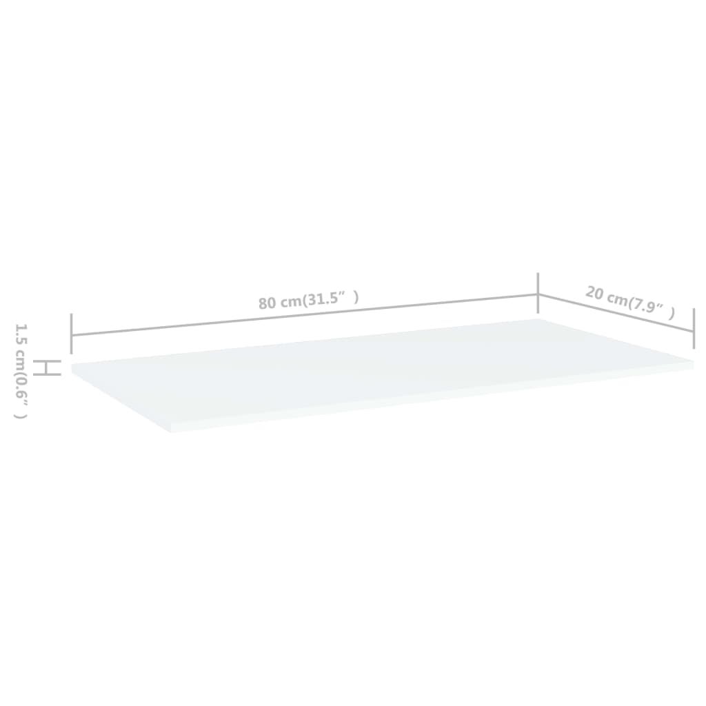 vidaXL Ράφια Βιβλιοθήκης 4 τεμ. Λευκά 80x20x1,5 εκ. από Επεξ. Ξύλο