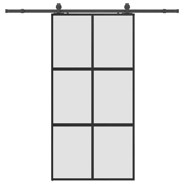 vidaXL Σετ συρόμενης πόρτας με υλικό μαύρο 102,5x205 cm