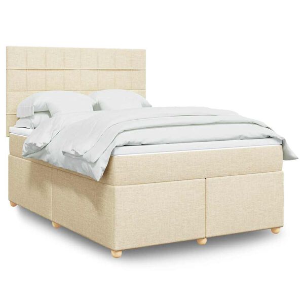 vidaXL &Kappa;&rho;&epsilon;&beta;ά&tau;&iota; Boxspring &mu;&epsilon; &Sigma;&tau;&rho;ώ&mu;&alpha; &Kappa;&rho;&epsilon;&mu; 140x190 &epsilon;&kappa;. &Upsilon;&phi;&alpha;&sigma;&mu;ά&tau;&iota;&nu;&omicron;