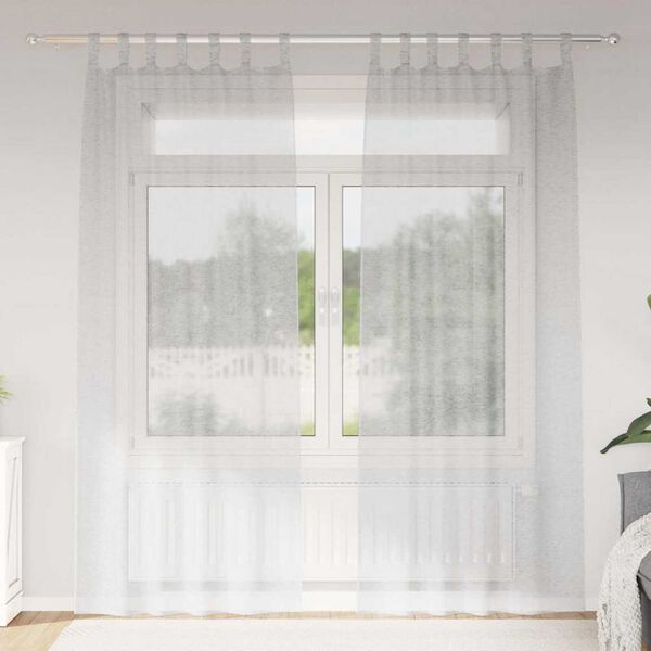vidaXL Κουρτίνες με κουρτίνες 2 pcs Ανοιχτό γκρι Πολυεστέρας
