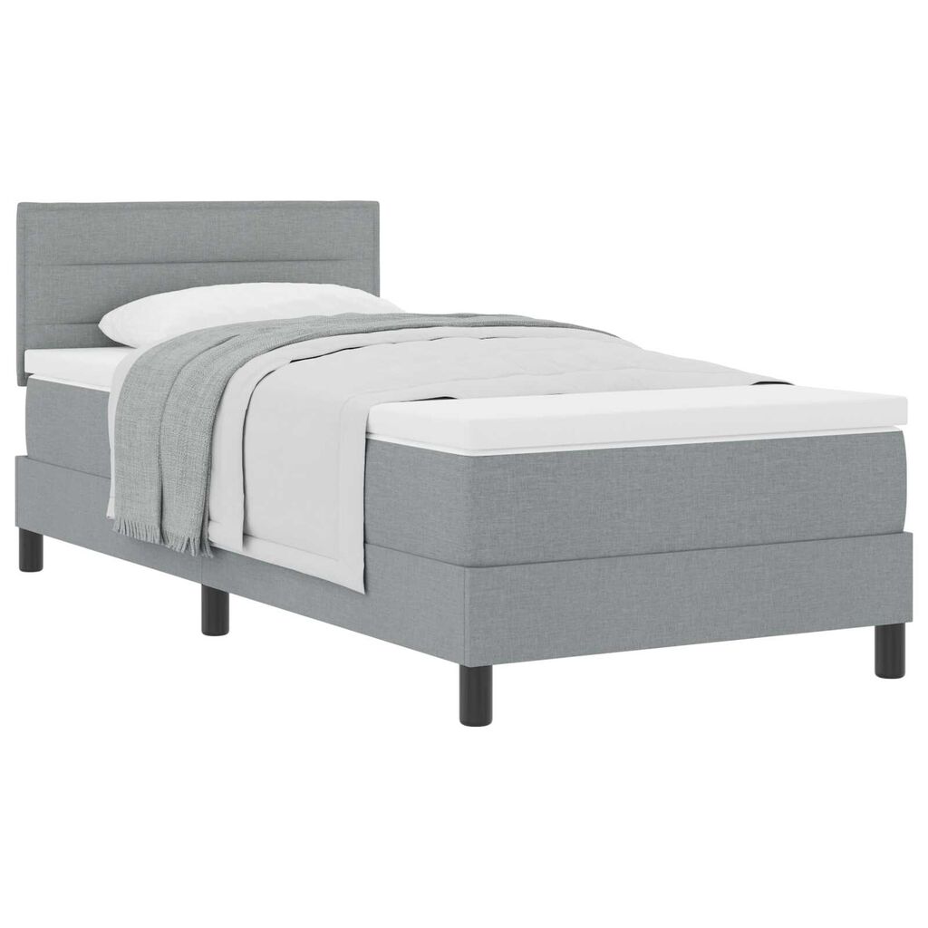 vidaXL Κρεβάτι Box Spring με Στρώμα Ανοιχτό Γκρι 90x190 εκ. Υφάσμα