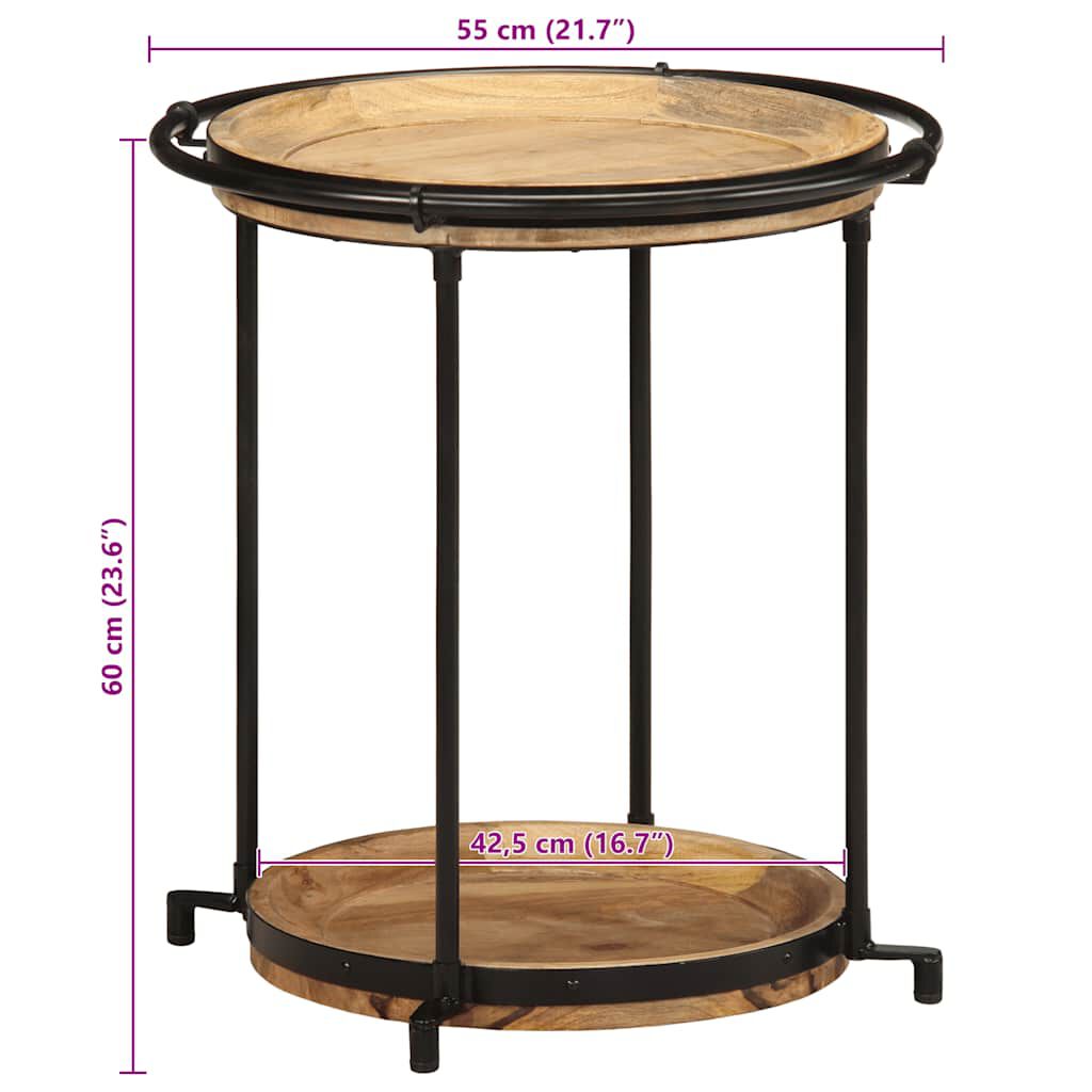 vidaXL Συνοδευτικό τραπέζι Ø55x60 cm Μασίφ ξύλο Mango