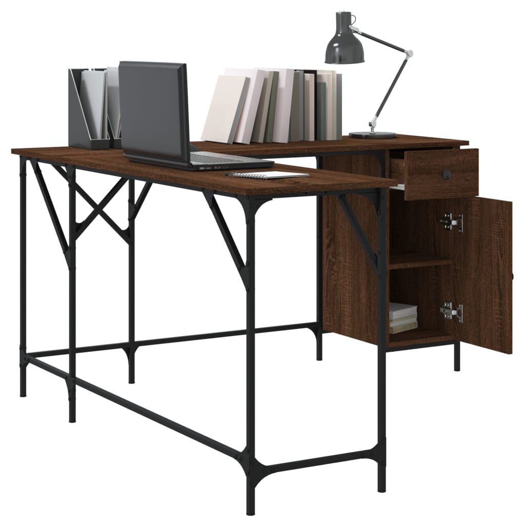 vidaXL Γραφείο Καφέ Δρυς 141x141x75 εκ. από Επεξεργασμένο Ξύλο